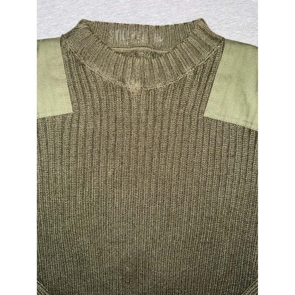 Vintage Military Wool Commando Sweater Mens Small Olive Green Workwear Gorp